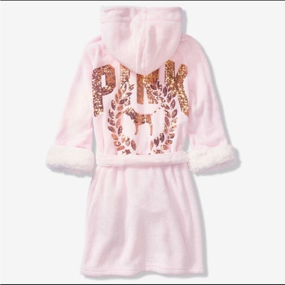 Victoria’s Secret Sherpa Lined Robe w/ Gold Bling logo Rare Women Size XS/S NWOT